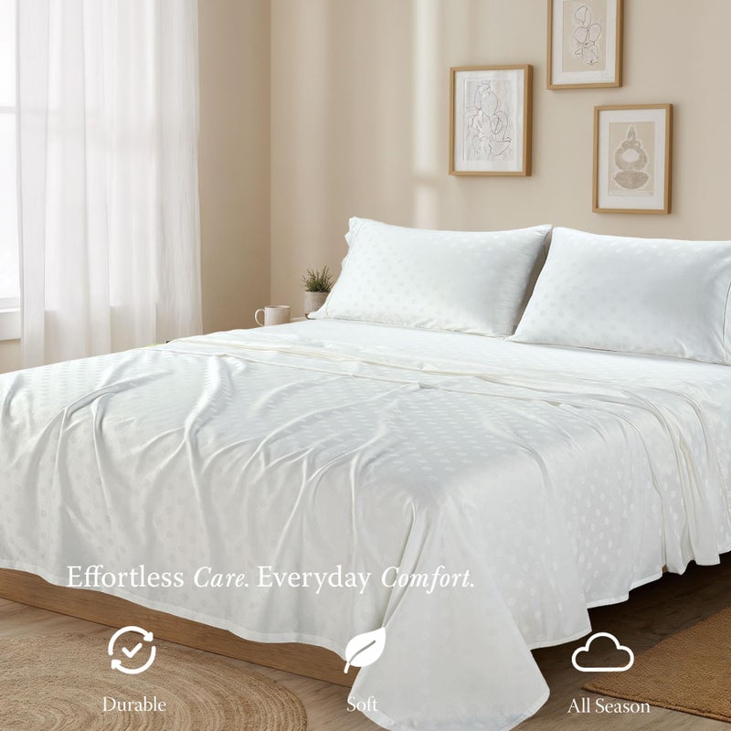 Threadmill Cotton Twin Sheet Set | 100% Cotton Sheets for Twin Size Bed | Damask Jacquard Sateen Twin Bed Sheets Set with 16â€ Deep Pocket | Soft Breathable 3-Piece Cooling Sheet Set | White - Image 5
